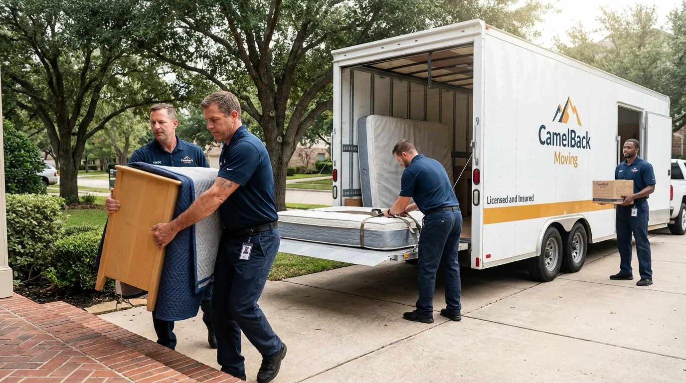 Crew loading residential truck for cross-state move from Coatesville, PA